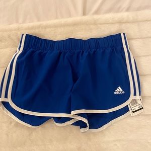 Blue Adidas women’s running shorts
